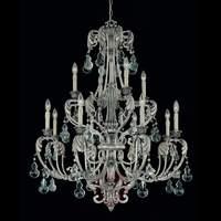 12-light silver chandelier FLORITA