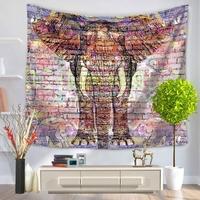 130*150cm Colored Drawing Elephants Mandala Home Polyester Wall Hanging Tapestry Decor Art Colorful Painting Bedspread Beach Towel Picnic Blanket Tabl