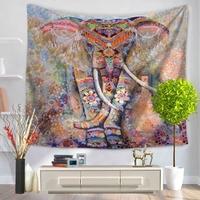 130*150cm Colored Drawing Elephants Mandala Home Polyester Wall Hanging Tapestry Decor Art Colorful Painting Bedspread Beach Towel Picnic Blanket Tabl