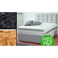 3FT + No Drawers Crushed Velvet Divan Bed