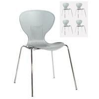 4 Moulded Shell Design Dining Chairs - Grey