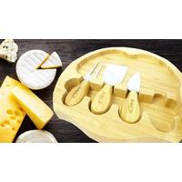 5-Piece Wooden Cheese Board and Knife Set