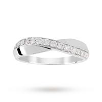 9ct White Gold Cross Over 0.33ct Diamond Ring