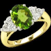 A stylish peridot & diamond ring with shoulder stones in 18ct yellow & white gold (In stock)