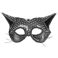 Adults Lace Cat Mask Net Netting Opaque Masquerade Venetian Transparent Sequin Lace Eye Whisker Glasses Ornate design Fancy Dress Accessory Halloween 