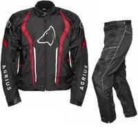 Agrius Phoenix Motorcycle Jacket & Hydra Trousers Black Red Black Kit - Standard Leg