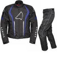 Agrius Phoenix Motorcycle Jacket & Hydra Trousers Black Blue Black Kit - Short Leg