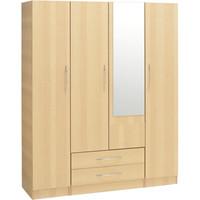 Alaska 4 Door 2 Drawer Mirrored Wardrobe Walnut