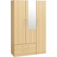 Alaska 3 Door 2 Drawer Mirrored Wardrobe Walnut