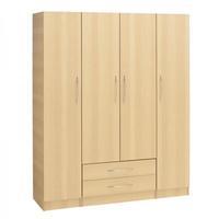 Alaska 4 Door 2 Drawer Wardrobe White