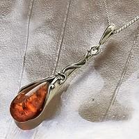 Amber & Silver Art Nouveau Pendant