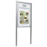 ANODISED TRADITION OUTDOOR NOTICE BOARD - 30MM PROFILE - 6/A4 h 750X750MM + PAIR OF ANODISED POST