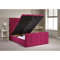 Aston Ottoman Divan Bed Frame Pink Chenille Fabric Small Double 4ft