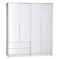 Avola Cream Gloss 4 Door 2 Drawer Wardrobe