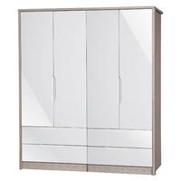 Avola Cream Gloss 4 Door 4 Drawer Wardrobe