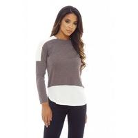 AX Paris Knitted Insert Top Grey