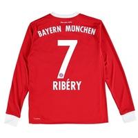 Bayern Munich Home Shirt 2017-18 - Kids - Long Sleeve with Ribéry 7 pr, Red