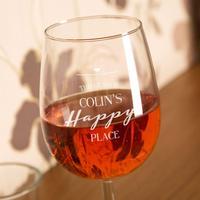 Bespoke Happy Place Engraved Wine Glass