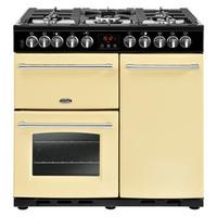 Belling 444444159 90cm Farmhouse Deluxe 90DFT Dual Fuel Range in Cream