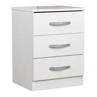 Bella 3 Drawer Bedside White