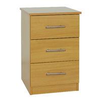 Beech 3 Drawer Bedside