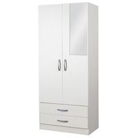 Bella 2 Door 2 Drawer Mirrored Wardrobe White