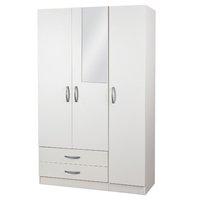 Bella 3 Door 2 Drawer Mirrored Wardrobe White