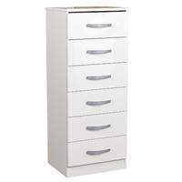 Bella 6 Drawer Narrow Chest White