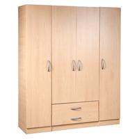 Bella 4 Door 2 Drawer Wardrobe Walnut