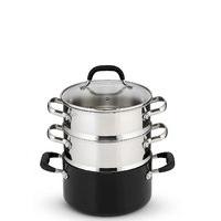 Black Aluminium 3-Tier Non-Stick Steamer