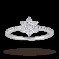 Brilliant Cut 0.48 Carat Total Weight Diamond Cluster Promise Engagement Ring in 9 Carat White Gold