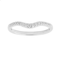 Brilliant Cut 0.15 Carat Total Weight Diamond Set Ladies Shaped Wedding Ring in 9 Carat White Gold