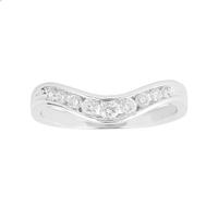 Brilliant Cut 0.33 Carat Total Weight Diamond Set Ladies Shaped Wedding Ring in 18 Carat White Gold - Ring Size J