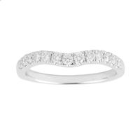 Brilliant Cut 0.38 Carat Total Weight Diamond Set Ladies Shaped Wedding Ring in 18 Carat White Gold - Ring Size N