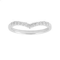 Brilliant Cut 0.20 Carat Total Weight Diamond Set Ladies Shaped Wedding Ring in 9 Carat White Gold - Ring Size P