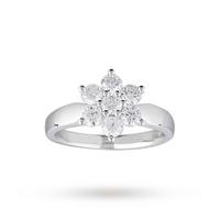 Brilliant Cut 1.00ct Total Weight Diamond Cluster Ring In 18ct White Gold