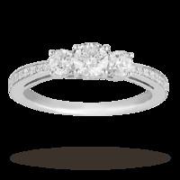 Brilliant Cut 0.50 Total Carat Weight Three Stone And Diamond Set Shoulders Ring Set In 18 Carat White Gold