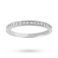 Brilliant Cut 0.15 Carat Total Weight Diamond Set Milgrain Half Eternity Ring in 9 Carat White Gold - Ring Size O