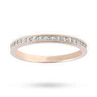 Brilliant Cut 0.15 Carat Total Weight Diamond Set Milgrain Half Eternity Ring in 9 Carat Yellow Gold - Ring Size M