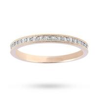 Brilliant Cut 0.20 Carat Total Weight Diamond Set Milgrain Half Eternity Ring in 9 Carat Yellow Gold - Ring Size P