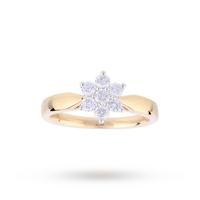 Brilliant Cut 0.50ct Total Weight Diamond Cluster Ring In 18ct Yellow Gold