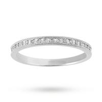 Brilliant Cut 0.20 Carat Total Weight Diamond Set Milgrain Half Eternity Ring in 9 Carat White Gold - Ring Size O