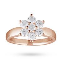 Brilliant Cut 1.00 Carat Total Weight Diamond Cluster Ring in 18 Carat Rose Gold