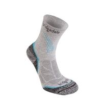 Bridgedale Women's CoolFusion Run Qwik Socks, Grey/Turquoise - Large