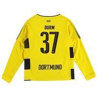 BVB Home Shirt 2017-18 - Kids - Long Sleeve with Durm 37 printing, Yellow/Black