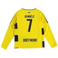 BVB Home Shirt 2017-18 - Kids - Long Sleeve with Dembélé 7 printing, Yellow/Black