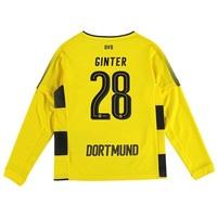 BVB Home Shirt 2017-18 - Kids - Long Sleeve with Ginter 28 printing, Yellow/Black