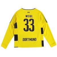 BVB Home Shirt 2017-18 - Kids - Long Sleeve with Weigl 33 printing, Yellow/Black