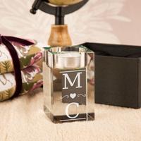 Couples Initials Custom Glass Tealight Holder