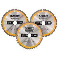 Construction Circular Saw Blade 3 Pack 216 x 30mm 2 x 24T 1 x 40T